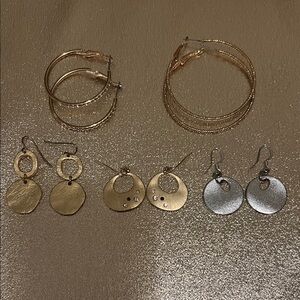 Elegant Gold and Silver Hoop and Dangle Earrings Set